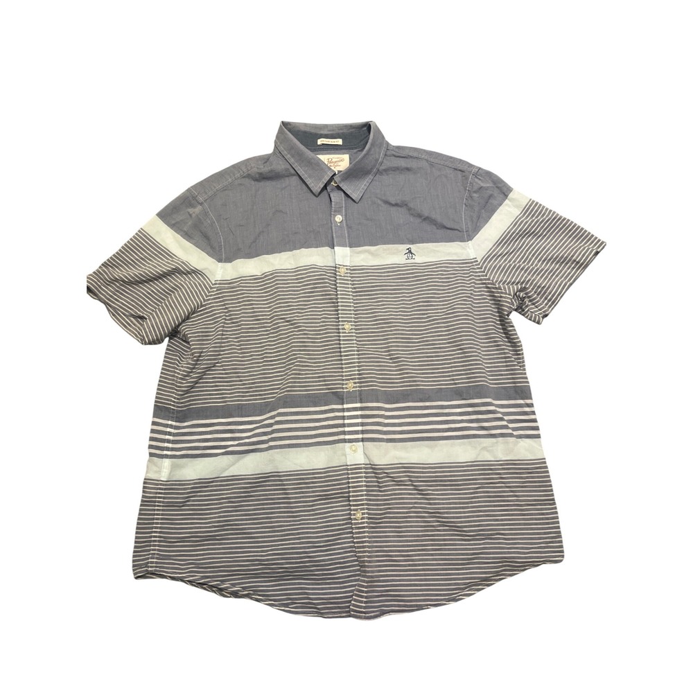 Original Penguin Heritage Shirt XL Slim Fit Mens Short‎ Sleeve Striped Button